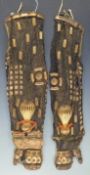 Pair of Japanese Edo period chainmail and gilded steel gauntlets bearing a Kote family mon, L68cm