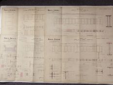 Tower Bridge, London, four Victorian architect's or civil engineering drawings depicting the