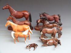 Nine Beswick and Royal Doulton horses and foals, tallest 29cm