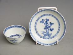 An 18thC Chinese Nanking cargo tea bowl and saucer with 1986 Harrods receipt for £185, in original