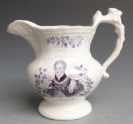 William IV and Queen Adelaide commemorative pedestal jug with transfer printed portraits, H18cm