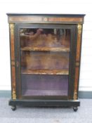 19thC inlaid burrwood and gilt metal mounted pier cabinet, W76 x D29 x H102cm