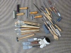 Henry Taylor wood carving chisels, specialist artist's tools and material including pure bristle