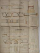Two Victorian architect's or civil engineering drawings of Chertsey Bridge, London, one dated 1892