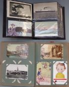 Two albums of mainly early 20thC postcards to include UK topographical, shipping including Cornwall,