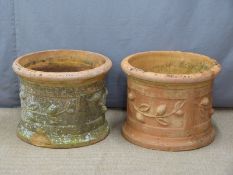 Two circular terracotta garden jardinieres, H50 x W50cm