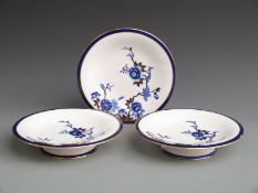 Set of three Royal Worcester Aesthetic period tazzas, diameter 24cm