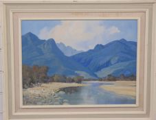 Attributed to Hugh Stevenson (South African 1910-1956) oil on board of river landscape with