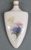Royal Worcester scent bottle hand decorated with flowers, puce mark, H9cm