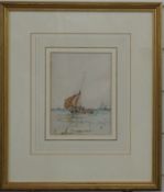 Albert Ernest Markes Victorian maritime watercolour sailing ships beyond a beach, signed lower left,