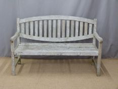 A teak garden bench, L150cm