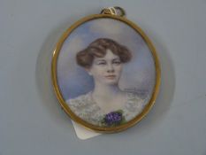 E Nora Jones portrait miniature by repute depicting Constance Ruby Logan born 07/09-1885, signed and