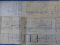 Four Barry Railway passenger coach and similar engineering drawings comprising first and second