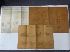 Three Victorian Shortlands and Nunhead Railway civil engineering or architect's drawings depicting