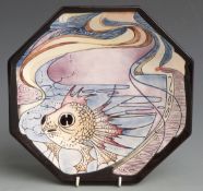 Black Ryden signed Emma Bossons Limited edition 73/250 charger decorated in the Polperro pattern,