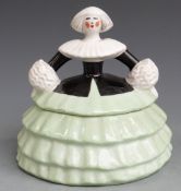 Roby Paris Art Deco dressing table pot in the form of a crinoline lady