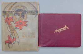 Edwardian postcard album including Fretherne Court, Egremont etc. and an autograph book with