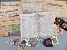 A quantity of local interest newspapers including Stroud Journal Saturday December 1st 1855,