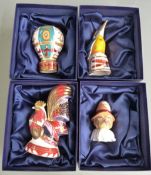 Four boxed Royal Worcester candle snuffers comprising limited edition Up Up and Away and Toby,