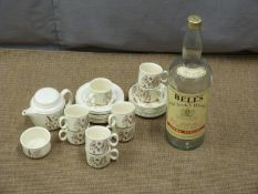 Quantity of Meakin teaware and a large Bell's whisky bottle
