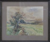 Charles Pettafor watercolour landscape 'Near Bramber, Sussex', label verso written by the artist's