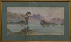 Edwin Earp (1851-1945) pair of lake scenes, signed lower corners, 24 x 50cm