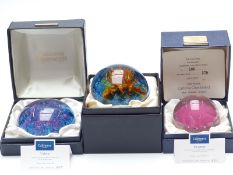 Three Caithness limited edition glass paperweights Jellyfish, Violetta and Biosphere, all with