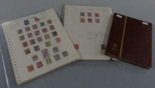 Collections of Ceylon, Mauritius and Malay States stamps on loose album sheets and in a stockbook