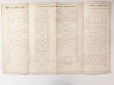 Tower Bridge, London, Victorian architect's or civil engineering drawing depicting the structure