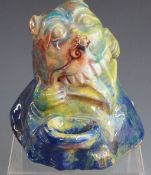Daniel Zuloaga (Spanish, 1852-1921), art pottery grotesque figural desk stand / inkwell / spill case