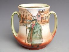 Royal Doulton Dickens Series Ware twin handled tobacco jar/large sucrier, H19cm