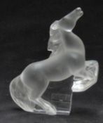 Lalique frosted glass rearing horse signed Lalique France to base, 14cm tall