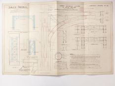 Tower Bridge, London, Victorian architect's or civil engineering drawing depicting the Surrey