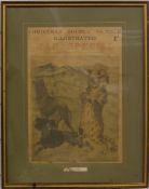 Louis Wain cat ballroom print, 35 x 53cm, and a framed Illustrated War Special cover with Louis Wain