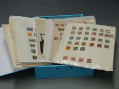 A box file of European stamps including early issues on loose album pages