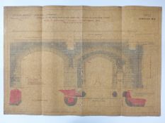 Tower Bridge, London, Victorian architect's or civil engineering drawing depicting the Northern