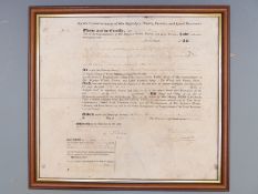 A framed George III deed relating to Cirencester