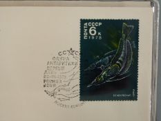 A box of covers, mainly relating to wildlife and birds, including America's duck stamps 50th