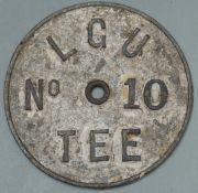 Edwardian Ladies Golf Union cast metal circular No.10 tee plaque, diameter 15cm