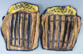 A pair Japanese Edo period Shino suneate (shin guards), L26cm