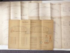 Five Victorian architect's or civil engineering drawings of Kew Bridge, London, many dated 1899,