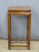A 19th/20thC Chinese carved elm table or stand, W40 x D28 x H78cm