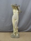 A garden figure of a semi nude maiden, H113cm