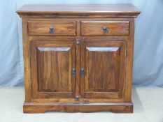 An Eastern hardwood small sideboard, W100 x D46 x H90cm
