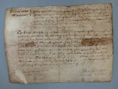 Abercarne Manor, Gwent interest, court roll document on vellum, possibly 16th/17thC