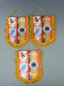 Three FIFA World Cup Final 1966 replica pennants, each signed by Geoff Hurst, 25 x 20cm