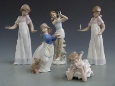 Five Nao figures including ballerina, tallest 29.5cm