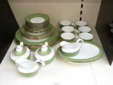 Spode dinner and teaware in Sutton Green pattern, mostly six place settings 37 pieces in total