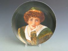Large hand painted charger, depicting Desdemona from Othello (original by Lord Frederic Leighton)