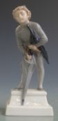Copenhagen figure of a boy with umbrellas, H17cm